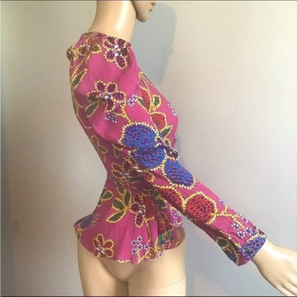 Farm Rio Wrap Long Sleeve Floral Top Size Xs - Picture 5 of 12